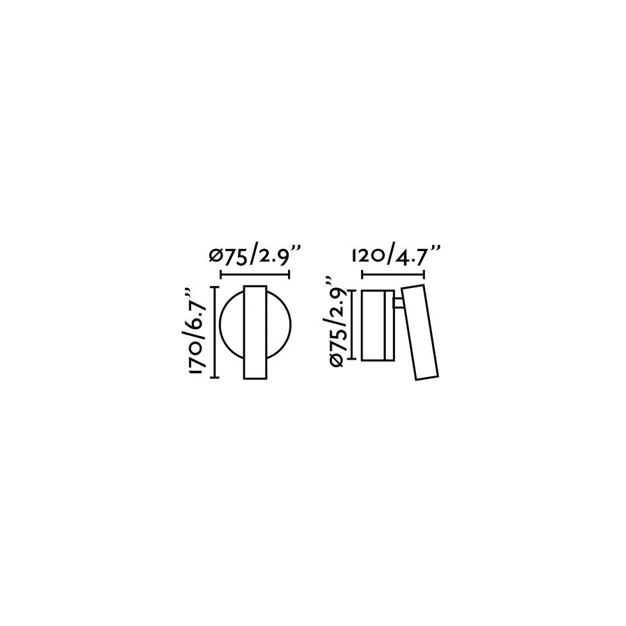 Plano con medidas de Aplique Lector BOC LED 3W Orientable FARO - Blanco · Ref. 62707