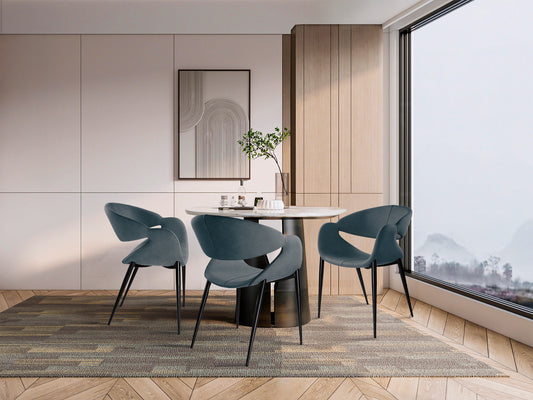 Sillón Giro Azul Oscuro con Patas Negras Mate Schuller en ambiente decorado | Schuller
