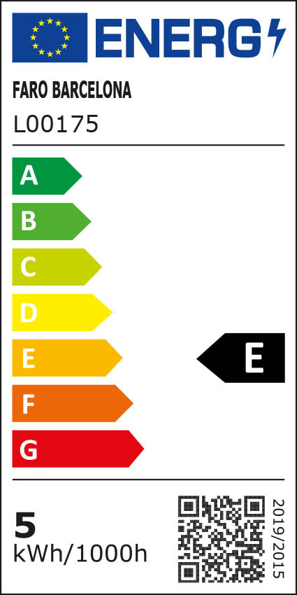 Etiqueta energética de Aplique de Pared LED Danubio FARO para Baño - 28,5 cm · 9W, Bronce · Ref. 63603