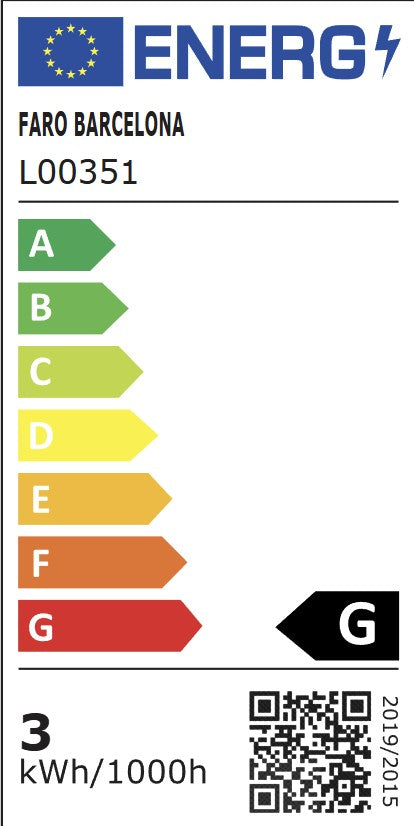 Etiqueta energética de Lámpara Colgante LED Lumina 600 Curva 24W 2200K Negro FARO · Ref. 64632-111