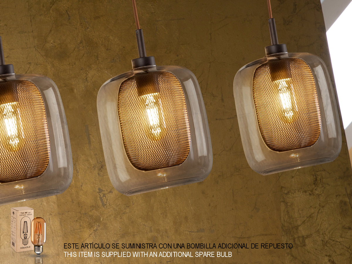 Lámpara Colgante Fox 4 Luces Chocolate Metal y Cristal Schuller en ambiente decorado | Schuller