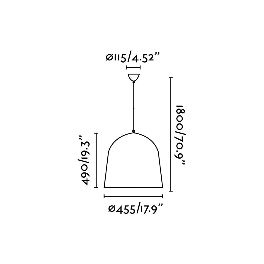 Plano con medidas de Lámpara Colgante CRATER Negro Mate 3 Luces E27 Aluminio Faro