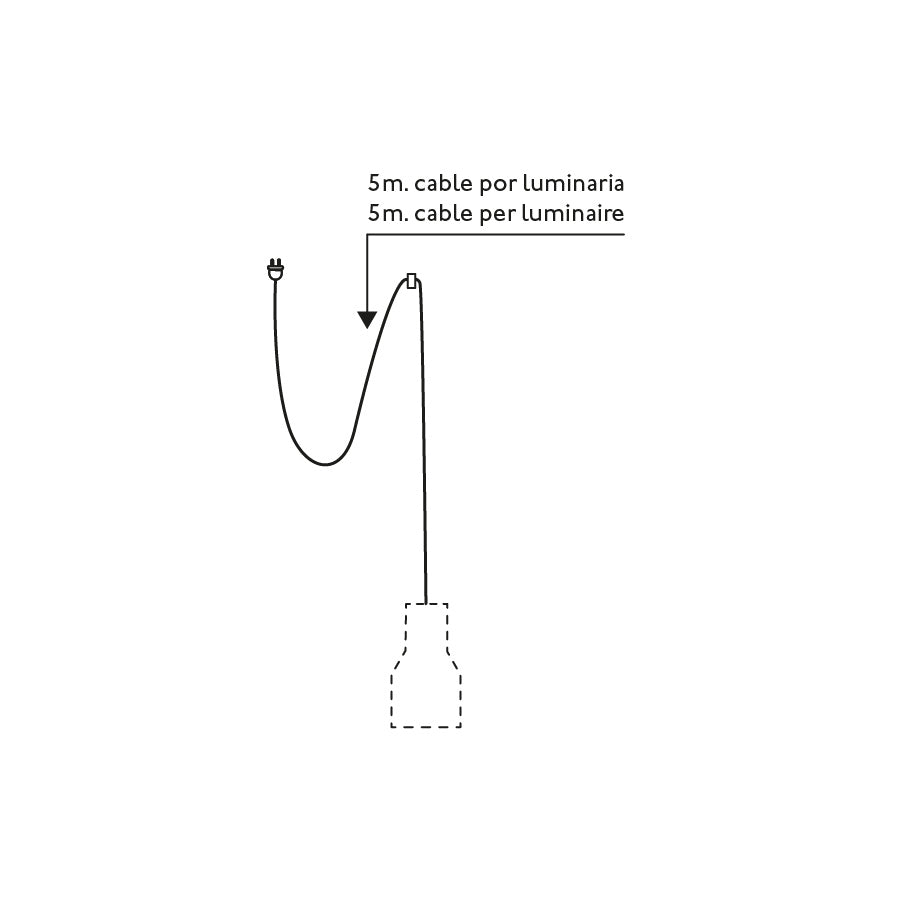 Plano con medidas de KOMBO Lámpara Colgante con Clavija FARO - Ø 12 cm, Gris · Ref. 68604-62