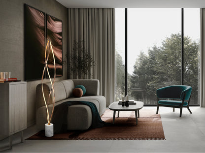 Lámpara de Pie Adele 133 cm LED Dimable Oro Rosa y Mármol Schuller en ambiente decorado | Schuller