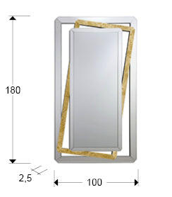 Plano con medidas de Espejo Decorativo de Pared Nora 100x180 cm Pan de Oro Schuller