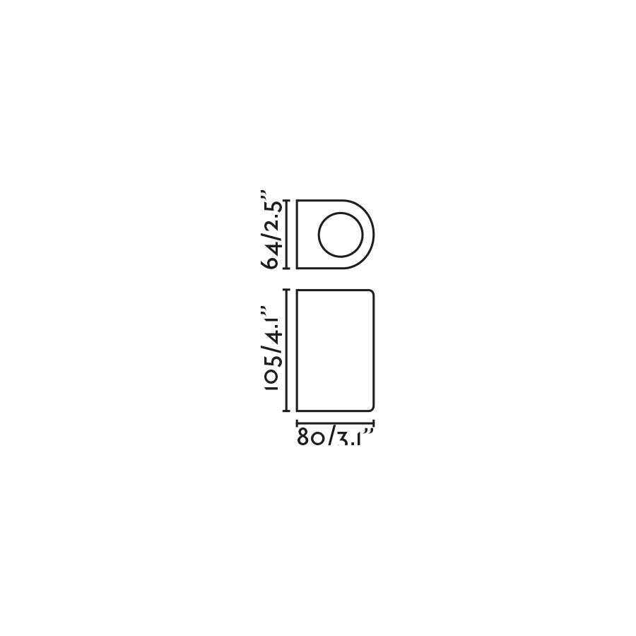 Plano con medidas de Aplique de Pared Exterior Estela Negro GU10 IP65 Faro · Ref. 70322