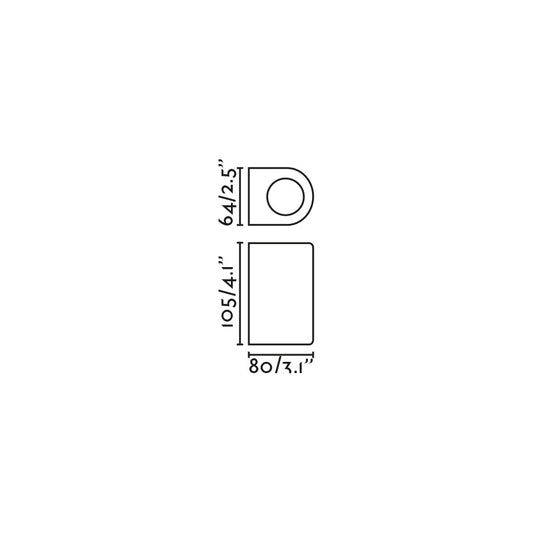 Plano con medidas de Aplique de Pared Exterior Estela Negro GU10 IP65 Faro · Ref. 70322