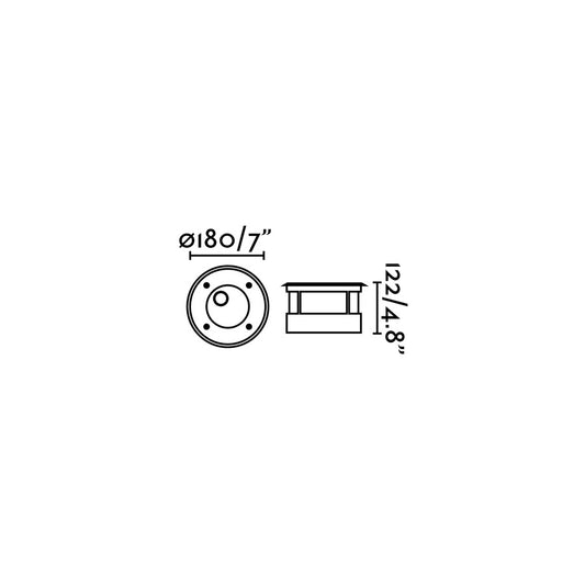 Plano con medidas de Empotrable de Suelo SALT Asimétrico Inox 18 cm LED 9W 3000K Exterior FARO