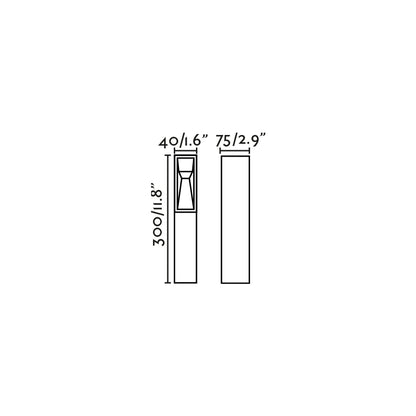 Plano con medidas de Baliza Exterior TIL 30 cm 3W FARO - Marrón óxido · Ref. 70939