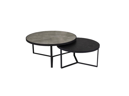Set de 2 Mesas Auxiliares Naira Metal Negro y Piedra Gris Schuller - vista principal | Schuller