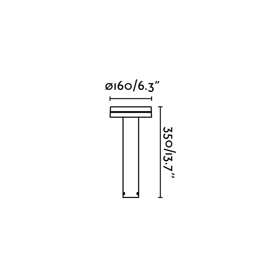 Plano con medidas de Baliza de Exterior ESPOT FARO - 35 cm, Gris oscuro · Ref. 71946
