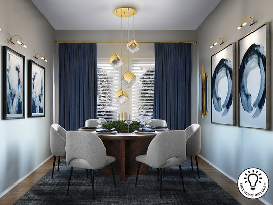 Lámpara Colgante Priscila 4 Luces Oro Cristal Texturizado Schuller en ambiente decorado | Schuller