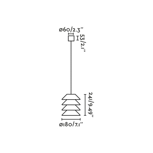 Plano con medidas de Lámpara Colgante Exterior TOBA Silicona Beige IP65 FARO · Ref. 72126-164