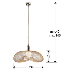 Plano con medidas de Lámpara Colgante Forma 1 Luz Cromo y Oro Schuller · Ref. 735964