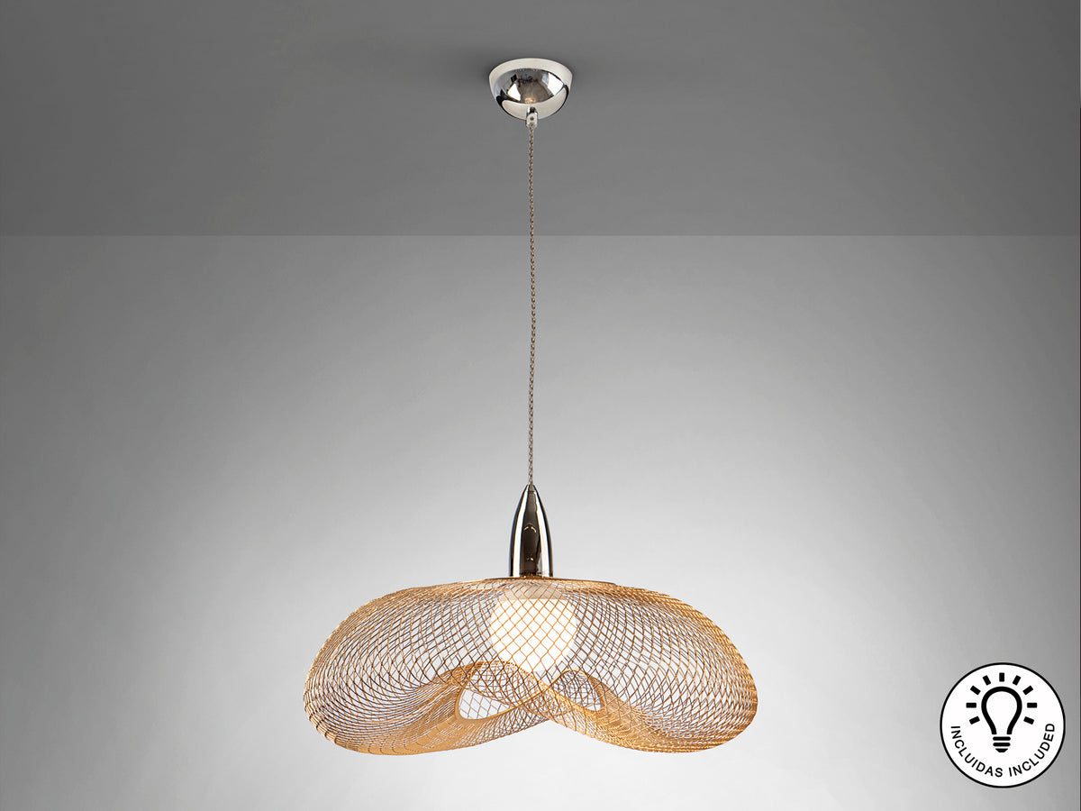 Lámpara Colgante Forma 1 Luz Cromo y Oro Schuller en ambiente decorado | Schuller