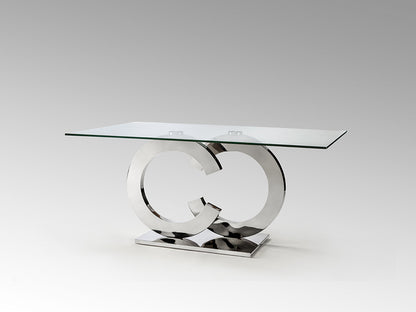 Mesa de Comedor Rectangular Casandra 160 cm Acero y Cristal Schuller en ambiente decorado | Schuller