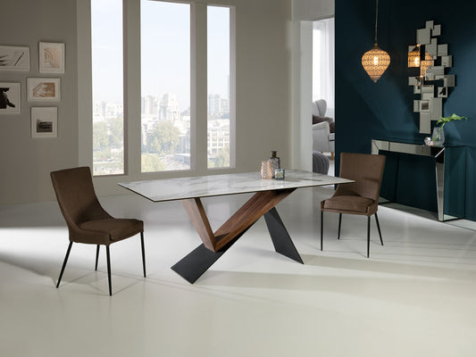 Mesa de Comedor Noa 180x90 cm Mármol Blanco y Negro Schuller en ambiente decorado | Schuller