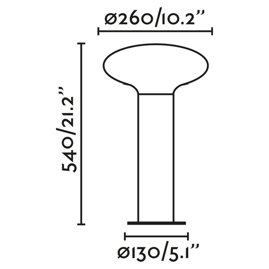 Plano con medidas de Sobremuro de Exterior BLUBS 540 54 cm E27 15W Gris Oscuro FARO