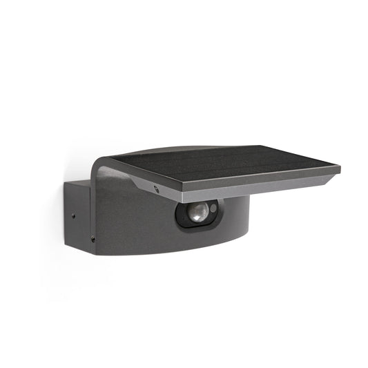 Aplique de Exterior Solar Híbrido LUMA con Sensor de Movimiento Gris Oscuro FARO - vista principal | FARO
