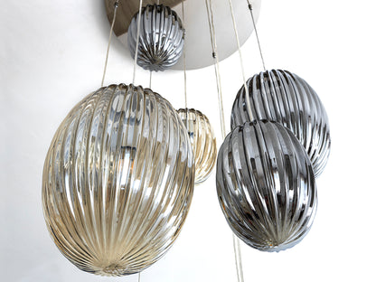 Lámpara Colgante Ovila 13 Luces Cristal Coñac y Smoke Schuller en ambiente decorado | Schuller