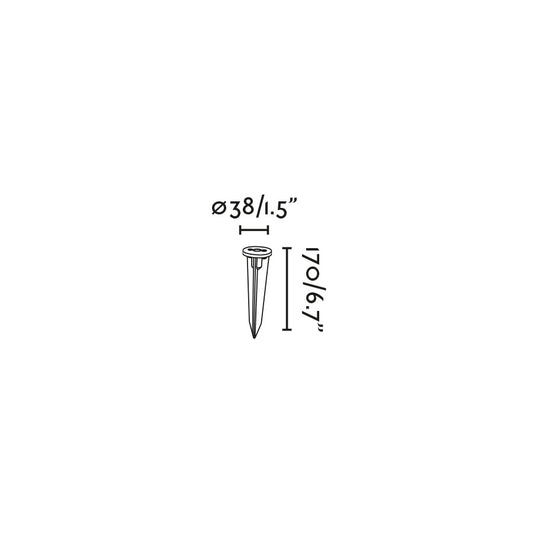 Plano con medidas de Estaca para Proyector PUK 36 Negra FARO