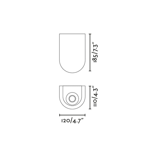 Plano con medidas de Baliza Exterior de Suelo IGLU Gris Cemento LED 3W Faro