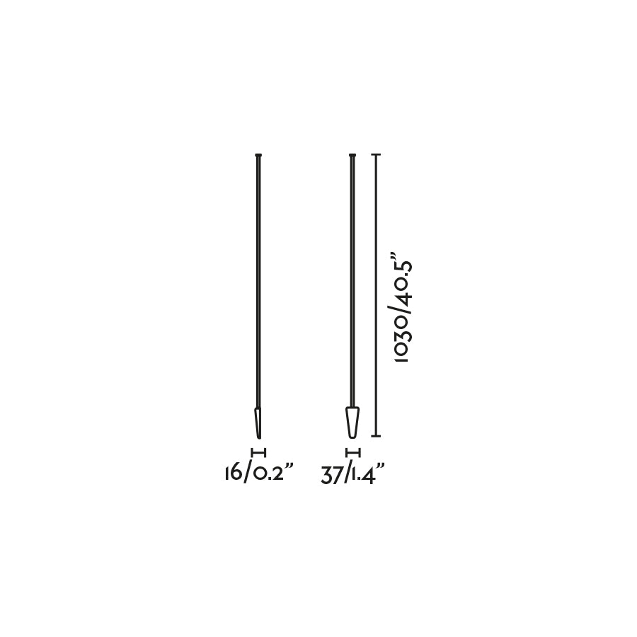 Plano con medidas de Accesorio Estaca Exterior CLAP 1030 cm Aluminio Marrón Óxido FARO