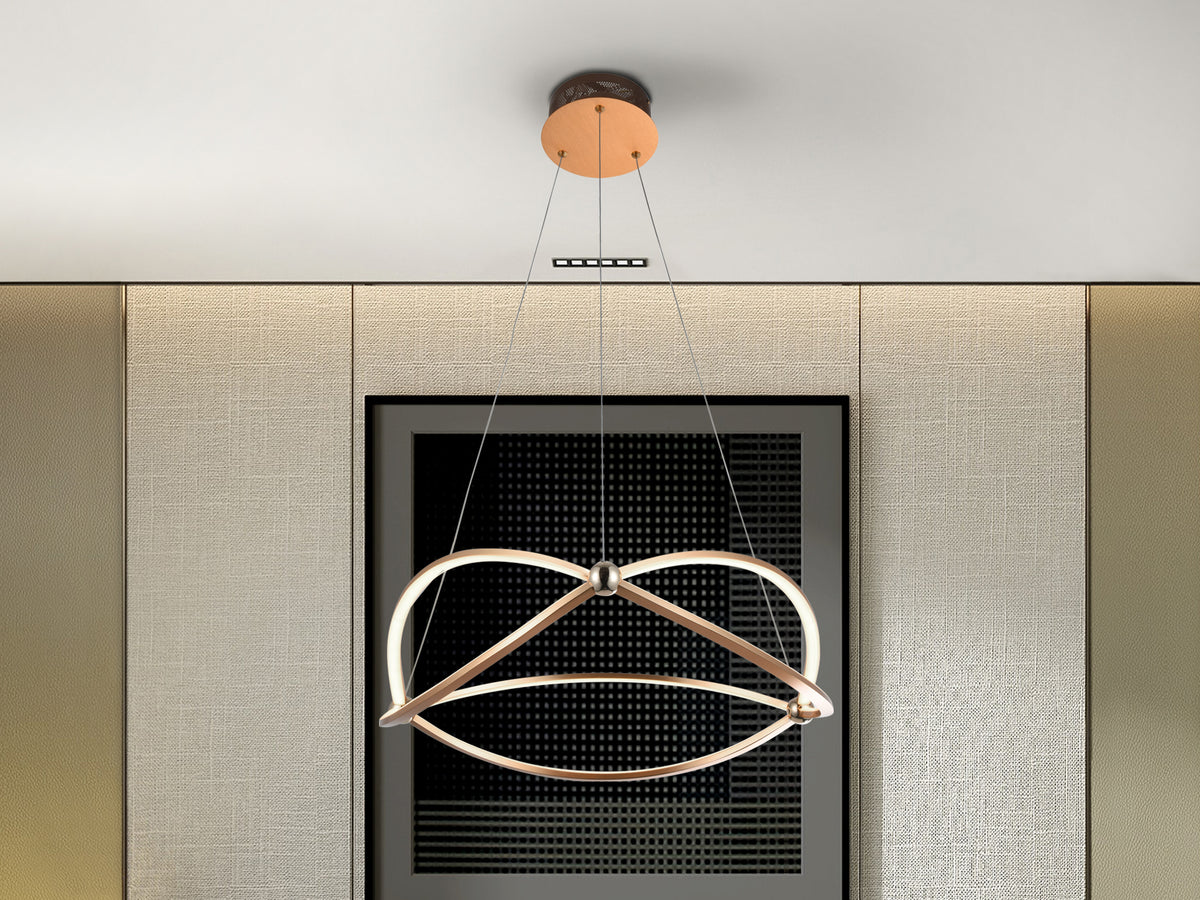 Lámpara de Techo LED Ocellis 60 cm Oro Rosa Regulable Schuller en ambiente decorado | Schuller