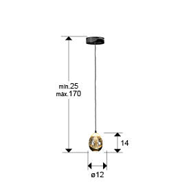 Lámpara Colgante Rocío 5W LED Negro y Oro Cristal Champán Schuller - imagen 2 | Schuller