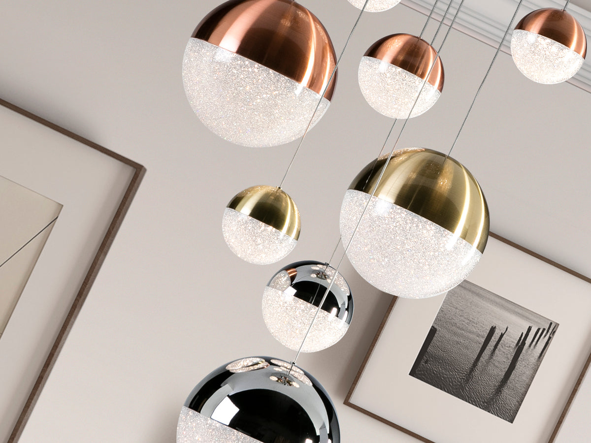 Lámpara Colgante LED Sphere 9 Luces 54W Dimable Cromo Schuller en ambiente decorado | Schuller