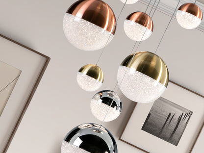 Lámpara Colgante LED Sphere 9 Luces 54W Dimable Cromo Schuller en ambiente decorado | Schuller