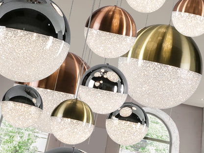 Lámpara Colgante LED Sphere 14 Luces 78W Dimable Cromo Schuller en ambiente decorado | Schuller