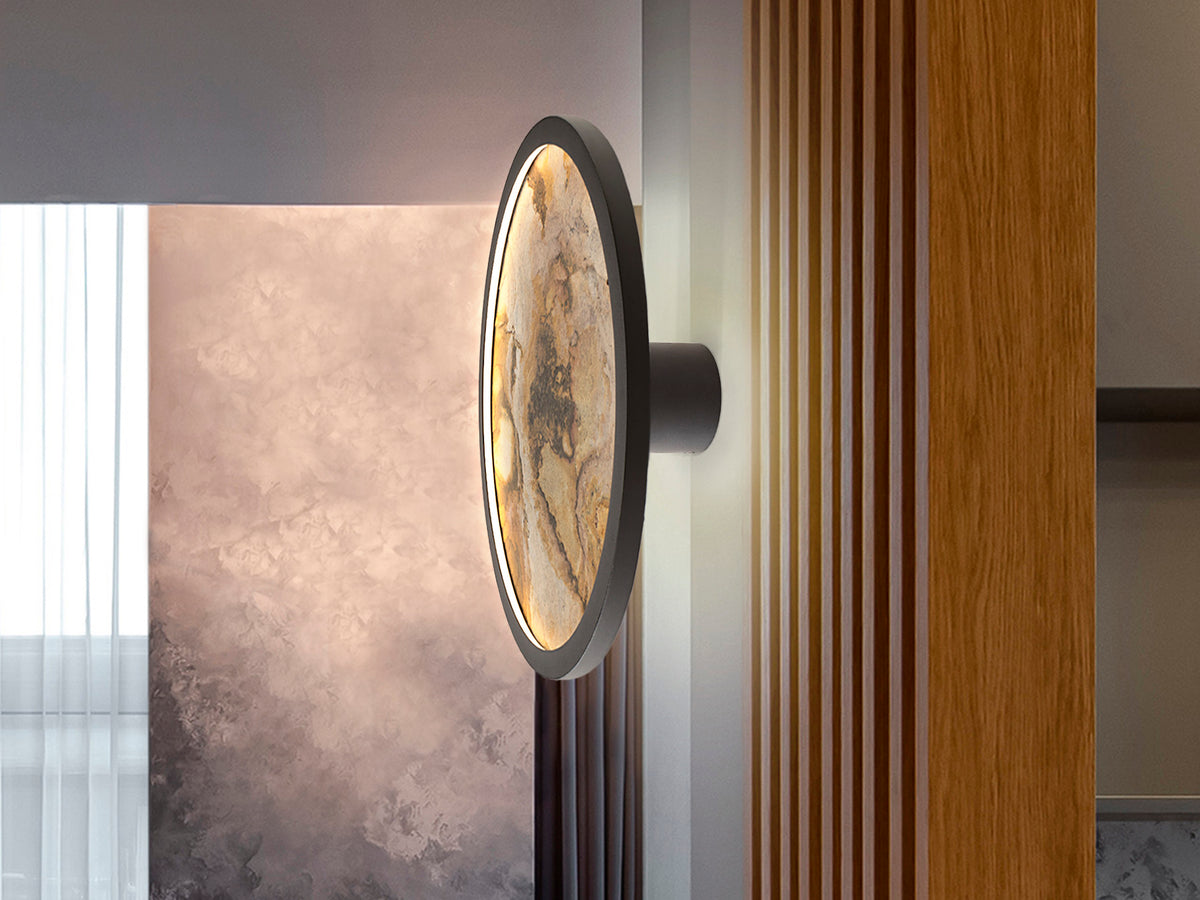 Aplique de Pared LED Stone 32 cm CCT Negro Schuller en ambiente decorado | Schuller