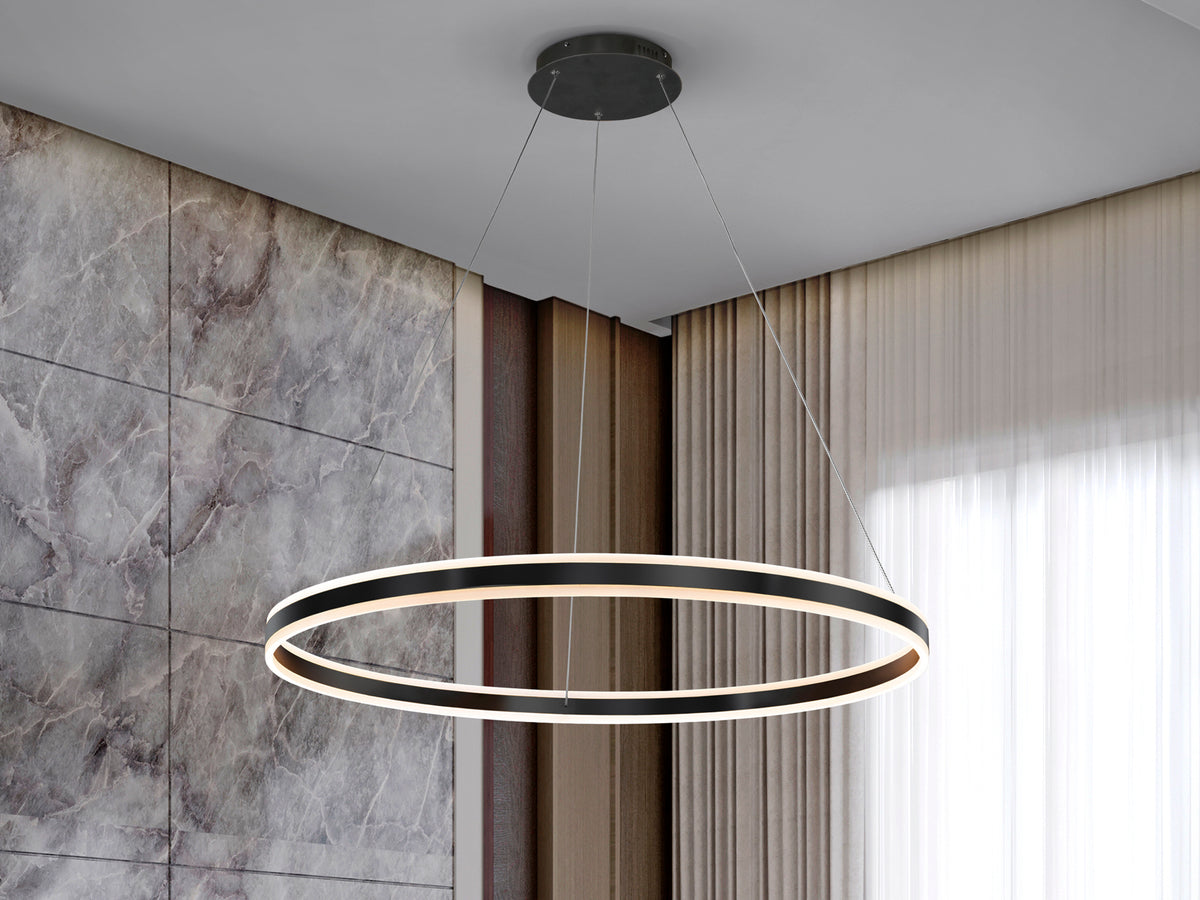 Lámpara Colgante LED Helia 100 cm Negro Mate Schuller en ambiente decorado | Schuller