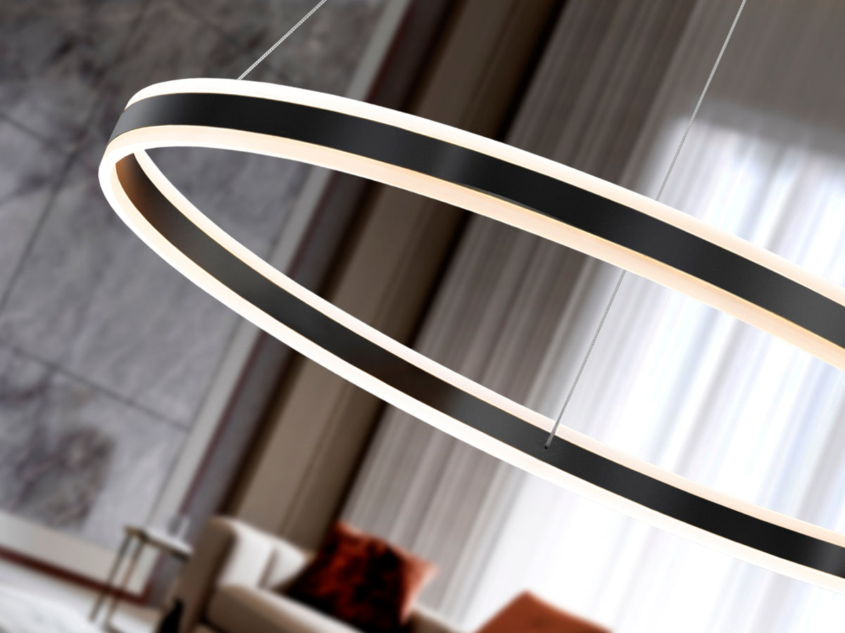 Lámpara Colgante LED Helia 100 cm Negro Mate Schuller en ambiente decorado | Schuller