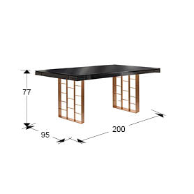 Mesa de Comedor Vita 200 cm Gris Antracita y Oro Rosa Schuller - imagen 2 | Schuller