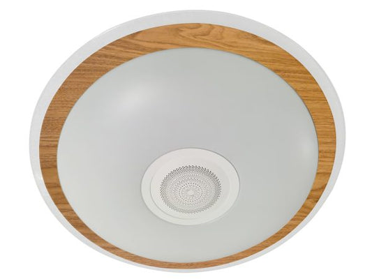 Plafón LED Musical de Muñoz e Hijos (plafon musical) en acabado color Madera con altavoz bluetooth integrado - Ref 90M54M

