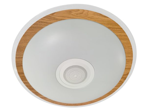 Plafón LED Musical grande de Muñoz e Hijos (plafon musical) 53cm en color Madera con altavoz bluetooth - Ref 90M55M

