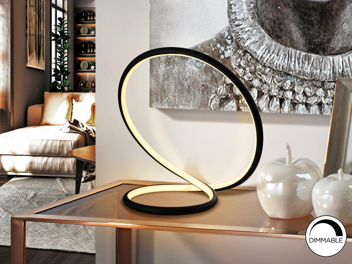 Lámpara de Sobremesa LED Infinito 15W Dimable Negro Mate Schuller en ambiente decorado | Schuller