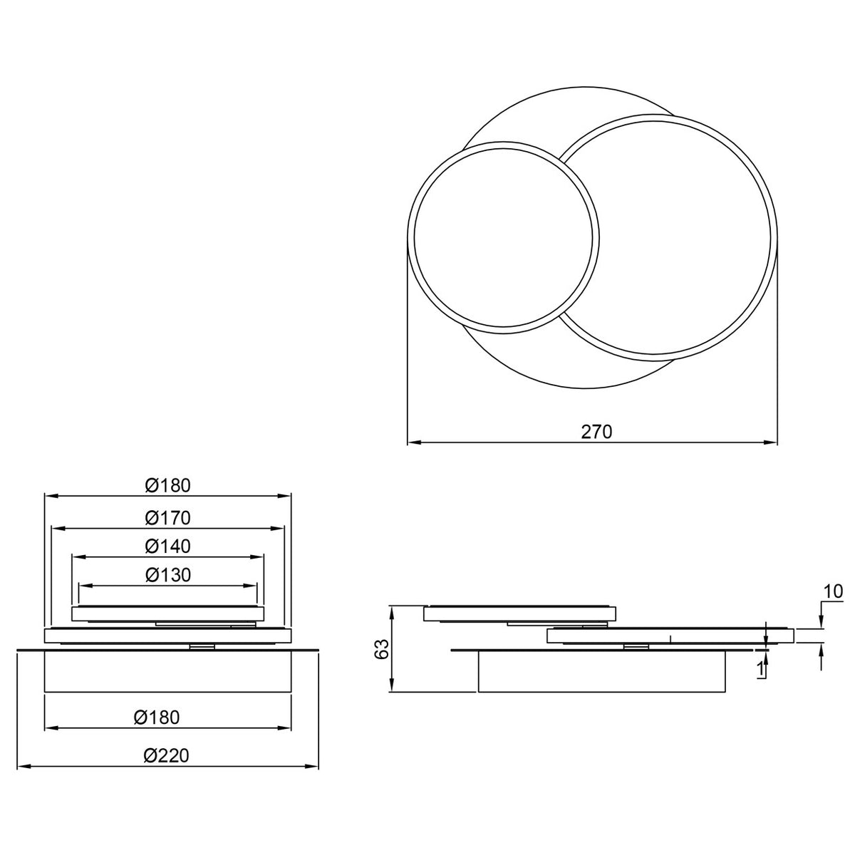 Plafon LED Bossa instalado en pared moderna - Ambiente interior