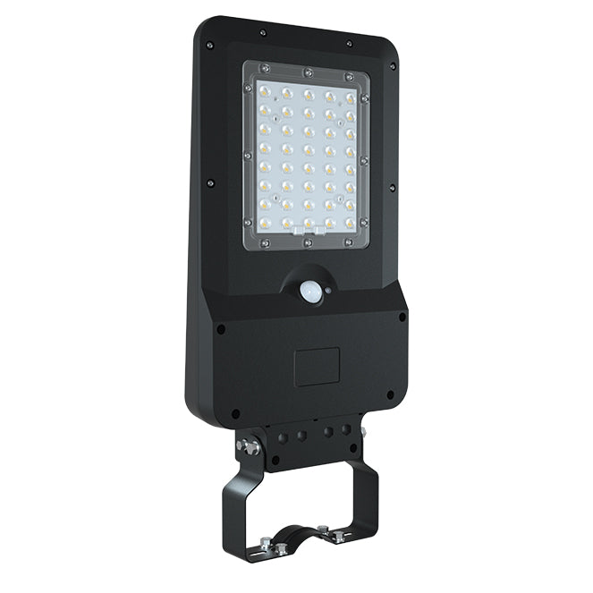 Aplique Solar DALTON con Sensor y Panel Solar 25W Negro Lumit - vista principal | Interlusa