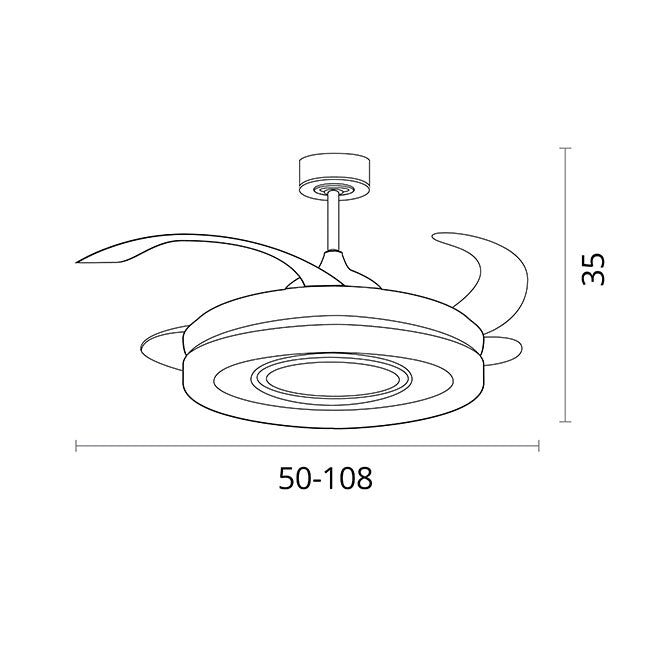 Ventilador de Techo con Luz AMALTEA 116W LED Aspas Retráctiles Blanco Belair - imagen 3 | Interlusa