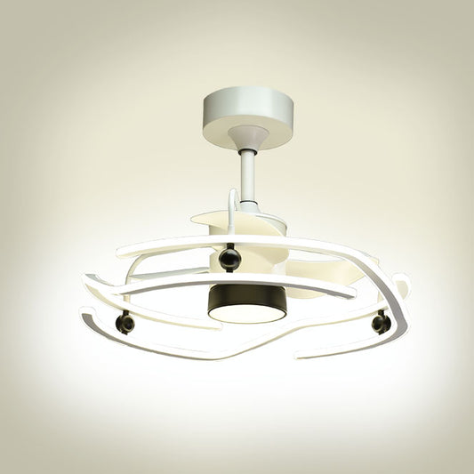 Detalles del Ventilador de Techo LED Belair Alison F-1060 de Interlusa:  Diseño blanco de 63cm con 3 aspas, luz LED ajustable (3000K-6000K), mando a distancia, temporizador y modo verano/invierno.  Luzgurú.

