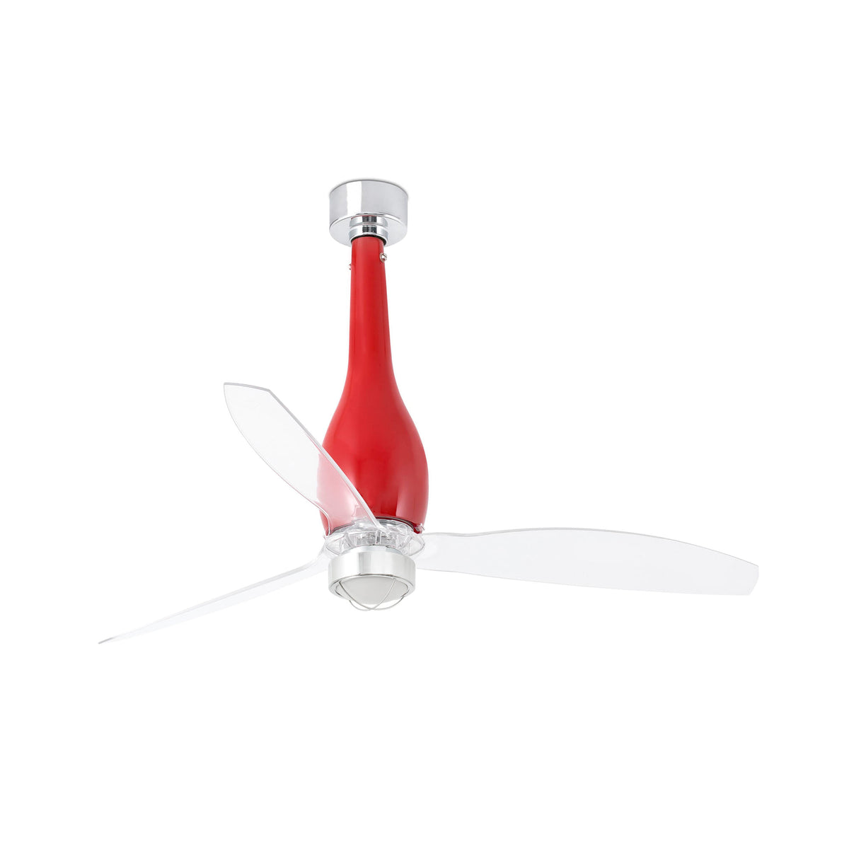 Ventilador de techo LED ETERFAN M rojo brillo FARO 32005WW-9 con motor DC, mando a distancia e iluminación integrada para ventilación hogar