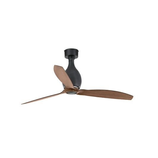 Ventilador de techo MINI ETERFAN M negro mate FARO 32028WW, sin luz, mando a distancia, motor DC 6 velocidades silenciosas, acabado nogal
