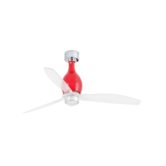Ventilador de techo mini Eterfan M rojo con luz LED integrada, motor DC de 6 velocidades, ventilación y iluminación cálida para hogar - modelo FARO 32029WW-9