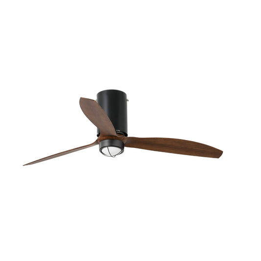Ventilador de techo LED Mini Tube Fan M negro mate y nogal FARO 32042WW-10 con motor DC, mando a distancia, ventilación y luz integrada para hogar