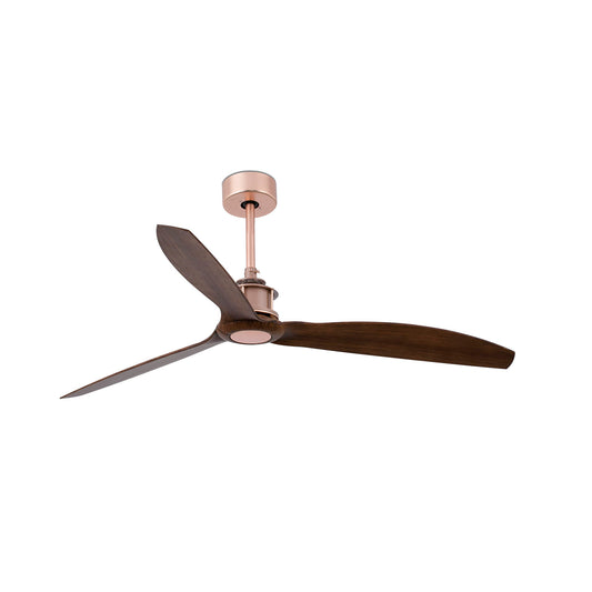 Ventilador de techo JUST FAN en cobre y nogal de FARO modelo 33399WW, motor DC con mando a distancia, función reversa y ventilación eficiente para el hogar