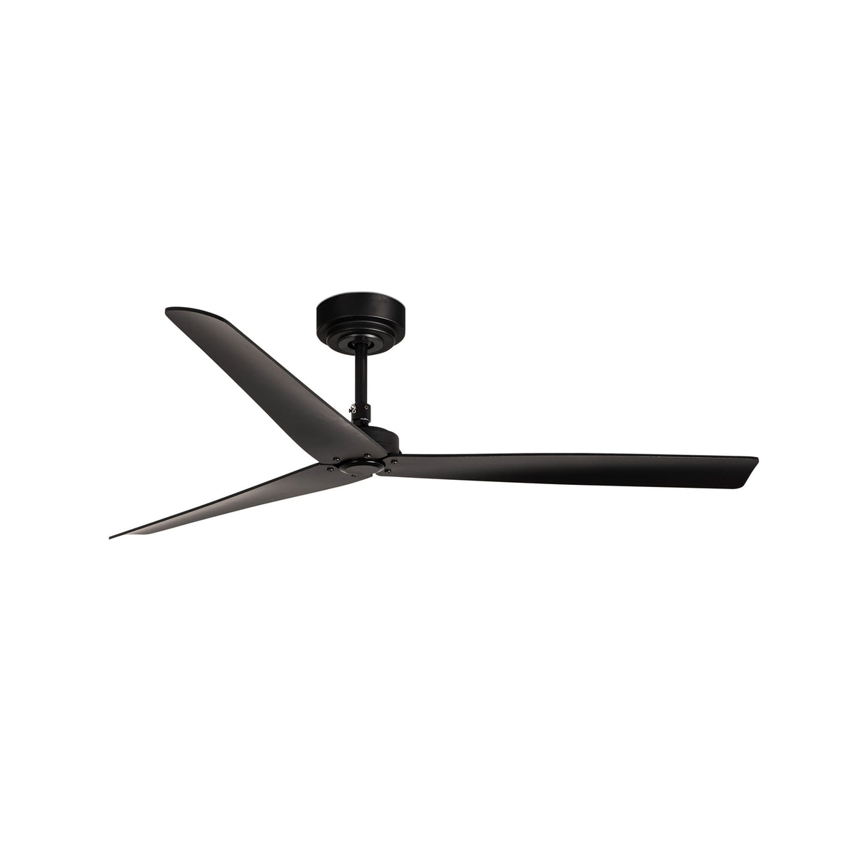 Ventilador de techo MILOS L negro WIZ de FARO con motor DC, mando a distancia, 6 velocidades, función inversa y apto para techos inclinados.
