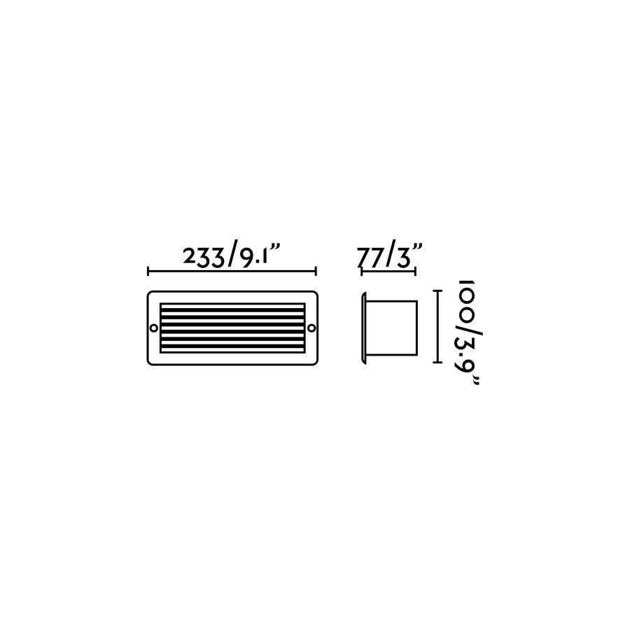 Diagrama de medidas Luz Empotrable ESCA Blanco FARO 71480 - Iluminación exterior de pared en aluminio y cristal IP44 LED E27 colección 206
